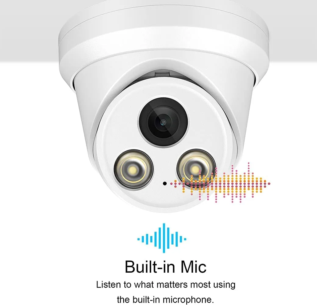 New Compatible for Hikvision 8MP POE IP Camera , 24/7 Full Time Color Night Vision,2.8mm Fixed Lens,Built-in Microphone,WDR,P67 Waterproof,Motion Detection(PG2387C) no instruction book can find easily online if needed