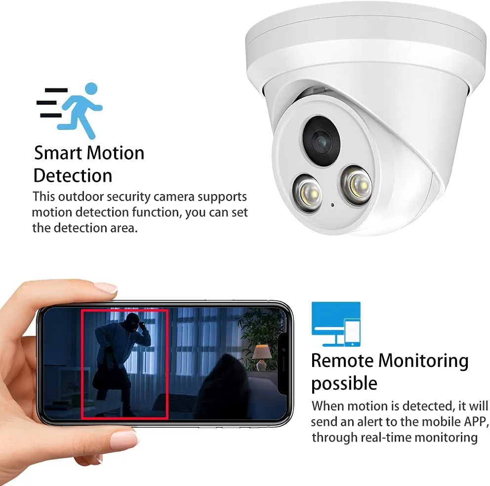 New Compatible for Hikvision 8MP POE IP Camera , 24/7 Full Time Color Night Vision,2.8mm Fixed Lens,Built-in Microphone,WDR,P67 Waterproof,Motion Detection(PG2387C) no instruction book can find easily online if needed
