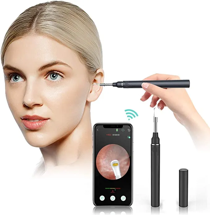 New Ear Camera and Wax Remover - Linnhoy Wifi HD 3.9mm Otoscope - Ear Wax Remover Cleaning Camera-Wireless Ear Cleaner Endoscope with 6 LED Lights,Ear Wax Removal Kit