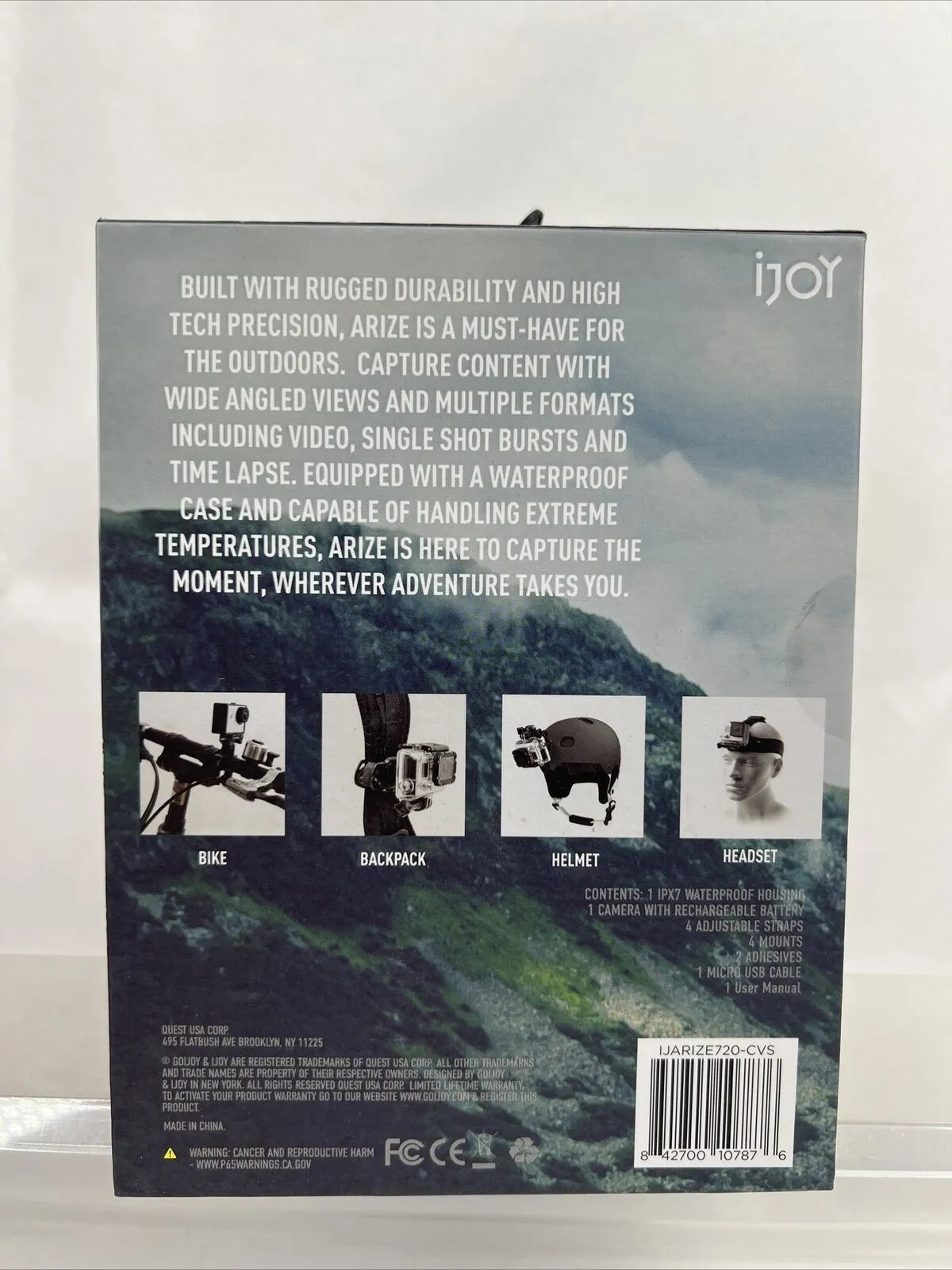 NEW  iJoy ARIZE Waterproof Action Camera, 1080p/720p/30fps, Rechargeable Battery