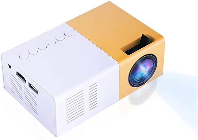 New in box! Video Mini HD Projector, LED Home Theater 4K TV Movie Projector Support Laptop Phone 1080P/HDMI/USB/TV Box/Laptop/DVD for Indoor Outdoor Entertainment(White Yellow)
