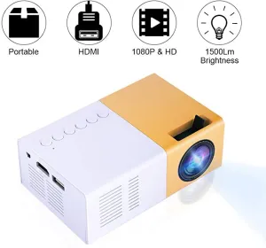 New in box! Video Mini HD Projector, LED Home Theater 4K TV Movie Projector Support Laptop Phone 1080P/HDMI/USB/TV Box/Laptop/DVD for Indoor Outdoor Entertainment(White Yellow)