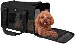 New X-ZONE PET Cat Carrier Dog Carrier Pet Carrier for Small Medium Cats Dogs Puppies of 15 Lbs,Airline Approved Soft Sided Pet Travel Carrier,Dog Carriers for Small Dogs - Black Large!
