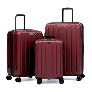 NEW YORK Luggage Expandable Spinner Wheels Hard Side Shell Travel Suitcase Set 3 Piece Lightweight, TSA Lock, Double USB Port   2 Packing Cubes (Burgundy, 3-Piece Set (20/24/28))