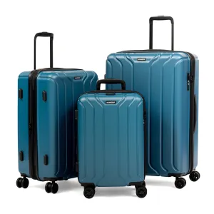 NEW YORK Luggage Expandable Spinner Wheels Hard Side Shell Travel Suitcase Set 3 Piece Lightweight, TSA Lock, Double USB Port   2 Packing Cubes (Teal, 3-Piece Set (20/24/28))