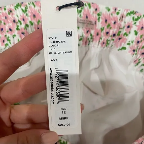 NWT Alice   Olivia Vinita Drawstring Ruffle Panel Skirt in Pink