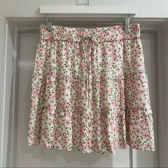 NWT Alice   Olivia Vinita Drawstring Ruffle Panel Skirt in Pink