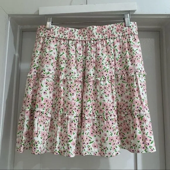 NWT Alice   Olivia Vinita Drawstring Ruffle Panel Skirt in Pink