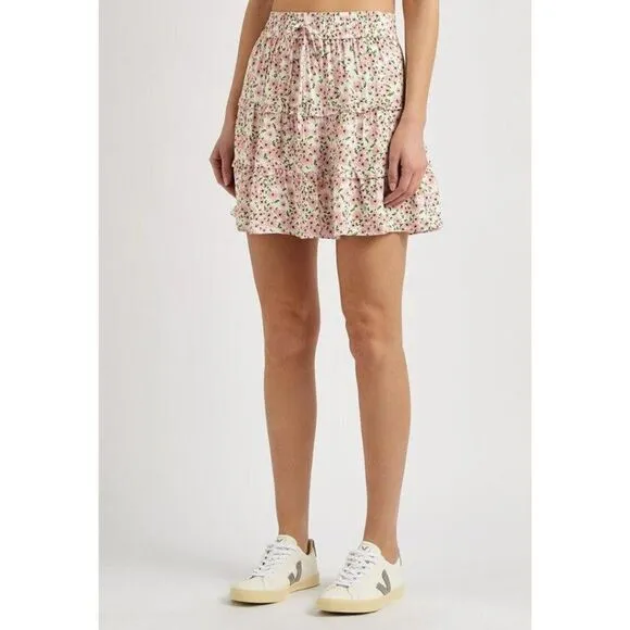 NWT Alice   Olivia Vinita Drawstring Ruffle Panel Skirt in Pink
