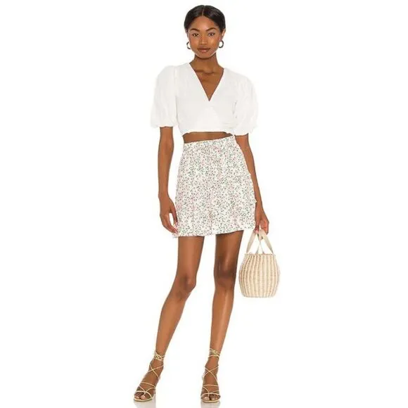 NWT Alice   Olivia Vinita Drawstring Ruffle Panel Skirt in Pink