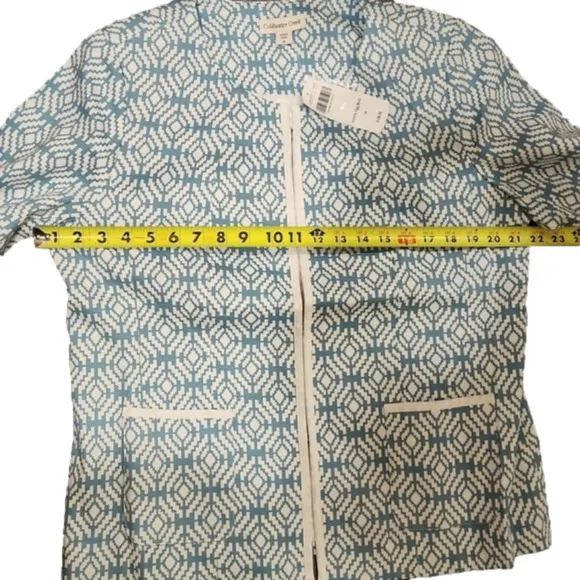 Nwt Coldwater Creek Womens Geometric Robin's Egg Blue Shacket Blazer Size 14