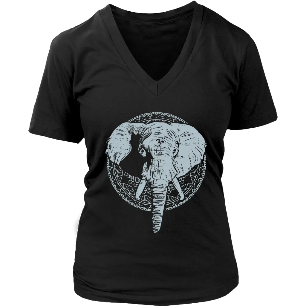Om Elephant T-shirt, Elephant Mandala T-shirt, Yoga Gift, Meditation Shirt, Elephant T-shirt