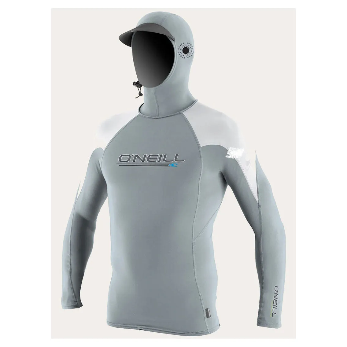O'Neill Men's Ozone Long Sleeved Crew Hooded Rashvest - Grey/White