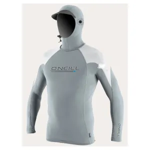 O'Neill Men's Ozone Long Sleeved Crew Hooded Rashvest - Grey/White
