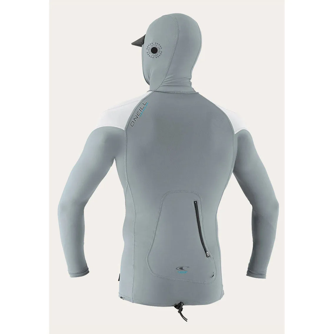 O'Neill Men's Ozone Long Sleeved Crew Hooded Rashvest - Grey/White