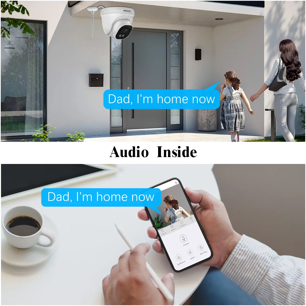 OOSSXX (130° Ultra Wide Angle & 5.0MP PIR Detection ) Dome Audio Wireless Outdoor Security Camera System Wi-Fi Home Security System Video Surveillance