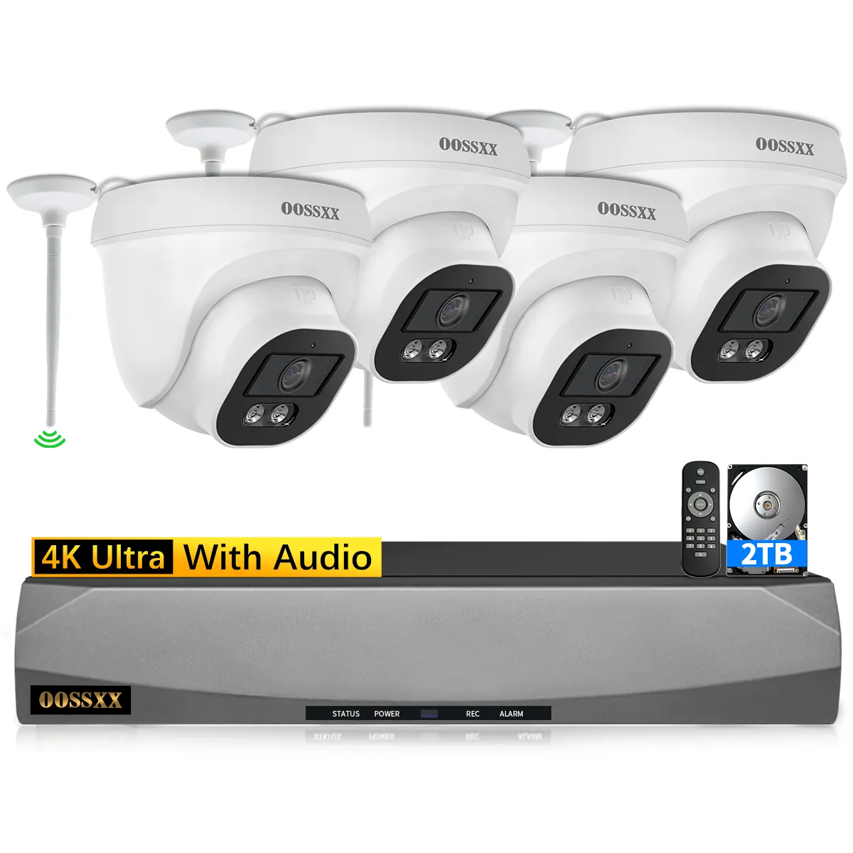 OOSSXX (130° Ultra Wide Angle & 5.0MP PIR Detection ) Dome Audio Wireless Outdoor Security Camera System Wi-Fi Home Security System Video Surveillance