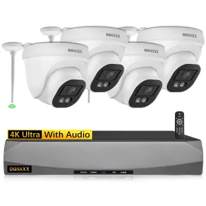 OOSSXX (130° Ultra Wide Angle & 5.0MP PIR Detection ) Dome Audio Wireless Outdoor Security Camera System Wi-Fi Home Security System Video Surveillance