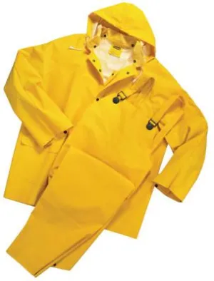 ORS Nasco 3-pc Rainsuit, Jacket/Hood/Overalls, 0.35 mm, PVC Over Polyester, Yellow, 5X-Large, 9000-5XL