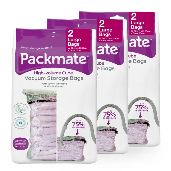 Packmate LARGE Gusset Base Vacuum Storage Bag Set (50x80 with 12.5cm base)