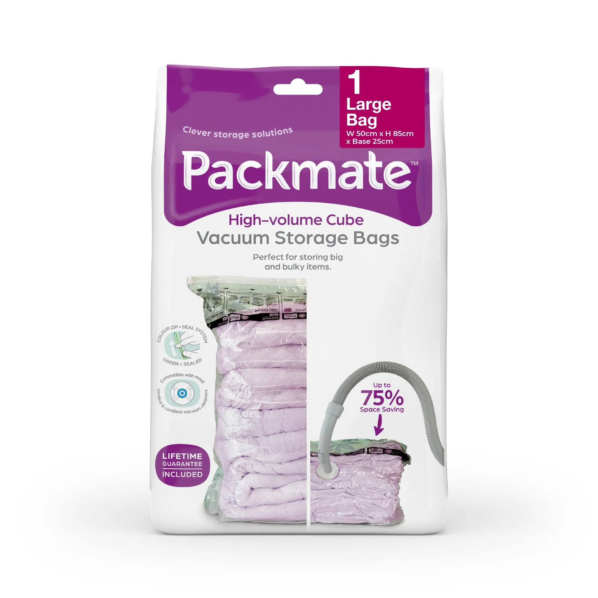 Packmate LARGE Gusset Base Vacuum Storage Bag Set (50x80 with 12.5cm base)