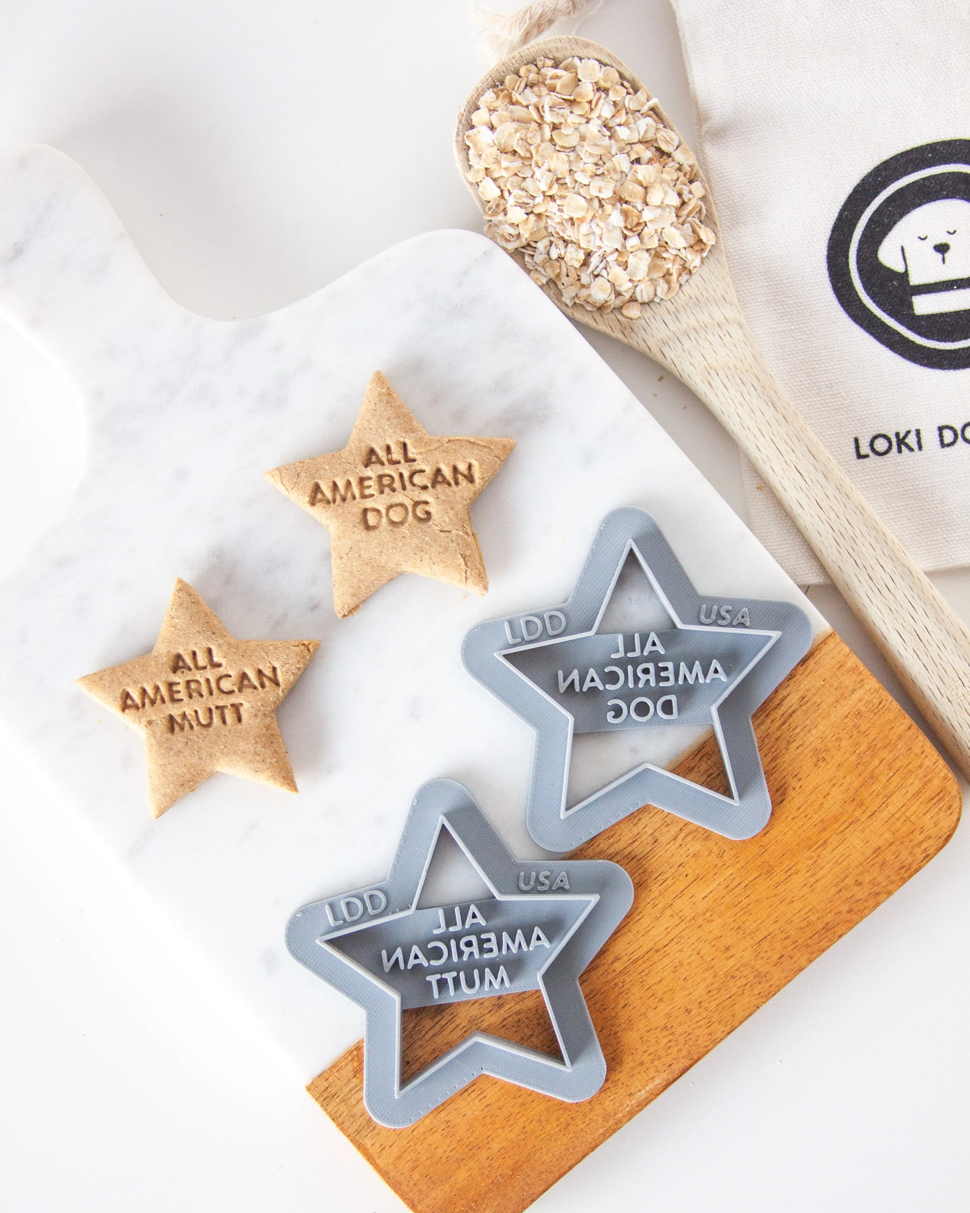 Patriotic   Star Spangled Dog, Star Shaped Dog Biscuit Cookie Cutter (4 designs)