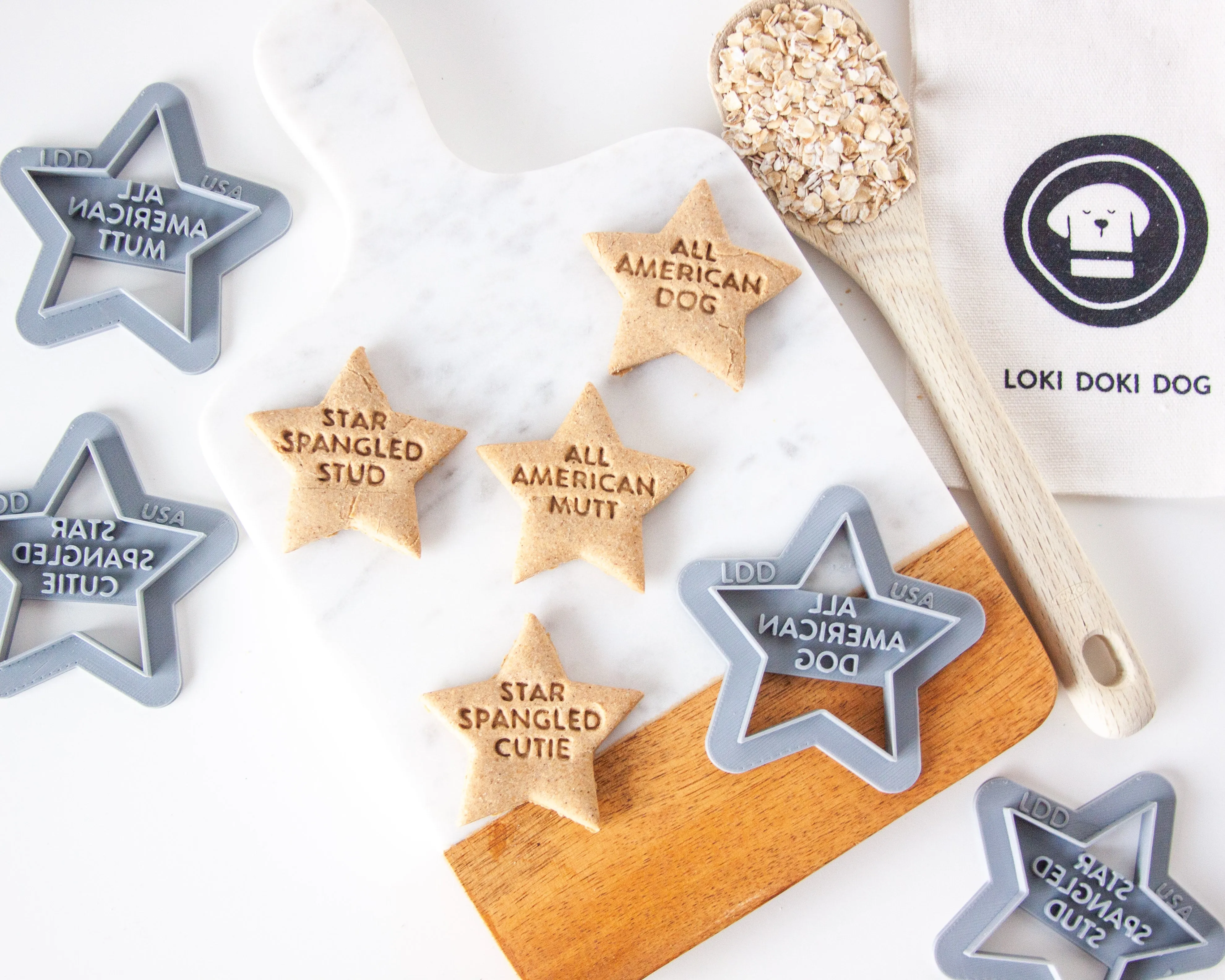 Patriotic   Star Spangled Dog, Star Shaped Dog Biscuit Cookie Cutter (4 designs)