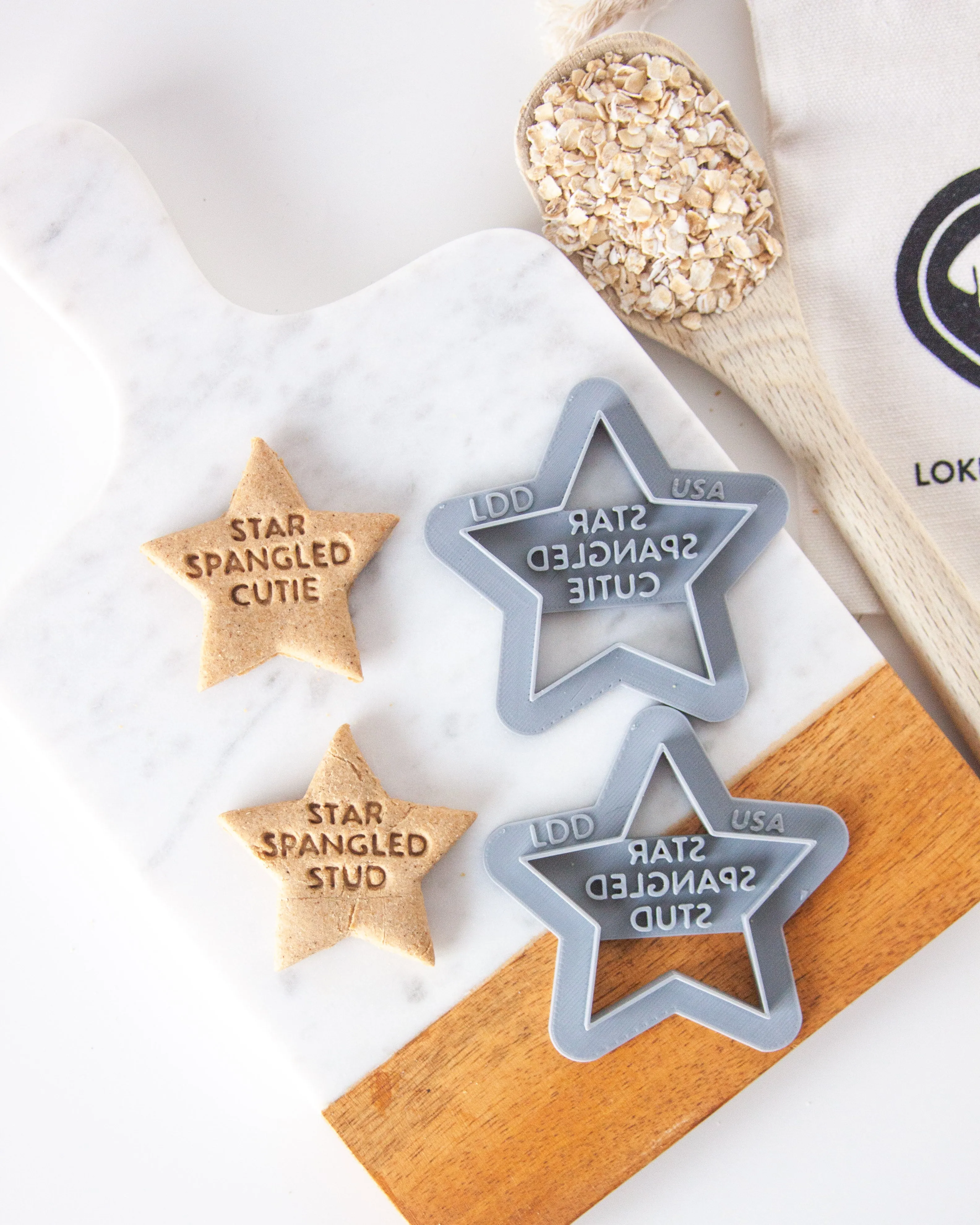 Patriotic   Star Spangled Dog, Star Shaped Dog Biscuit Cookie Cutter (4 designs)