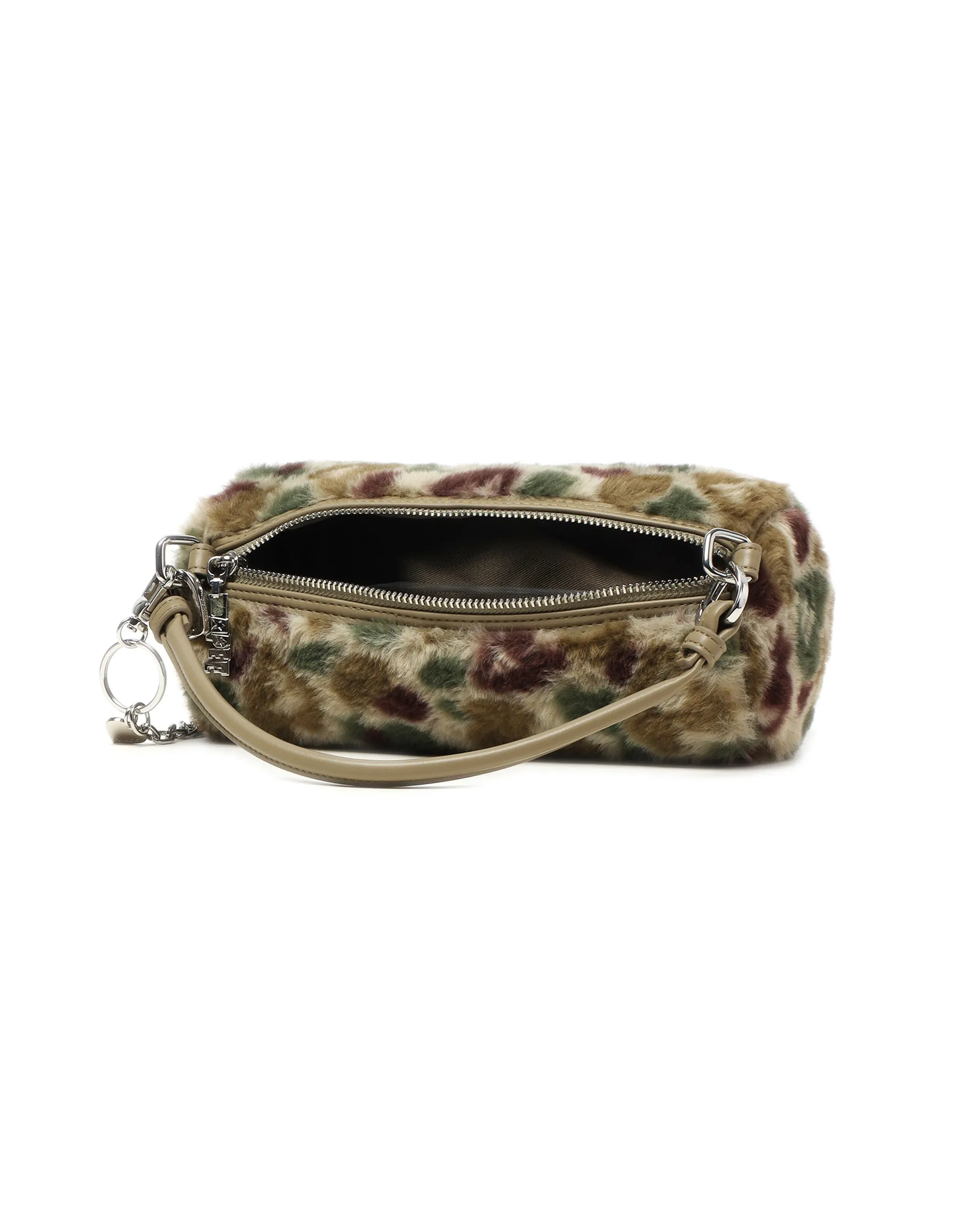 Pattern faux fur shoulder bag