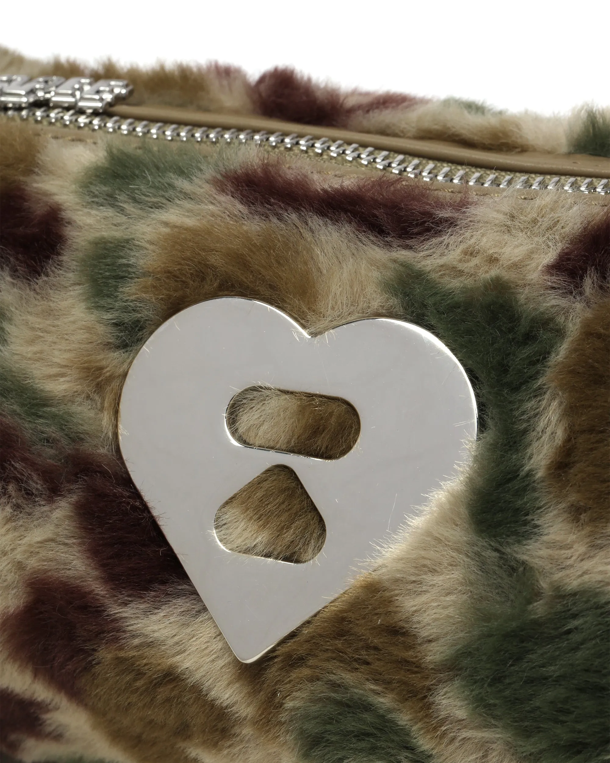 Pattern faux fur shoulder bag
