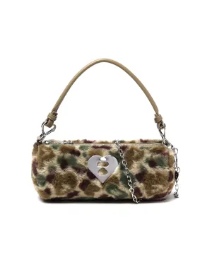 Pattern faux fur shoulder bag