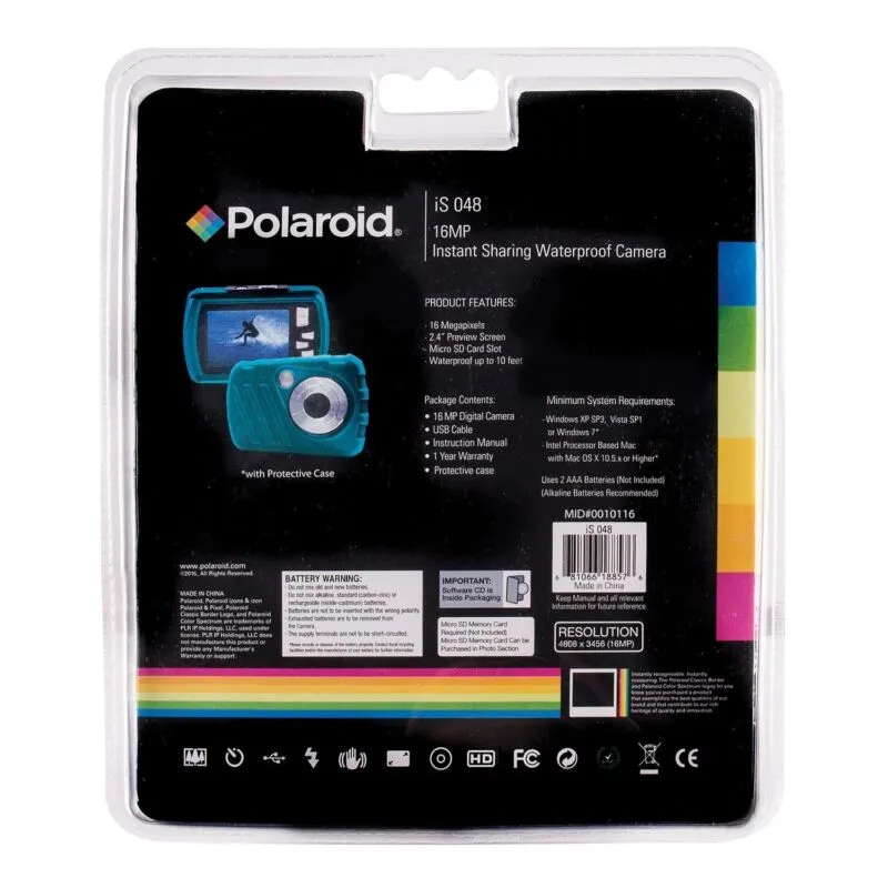 Polaroid IS048-TEAL 16.0 Megapixel Waterproof Instant Sharing Digital Camera