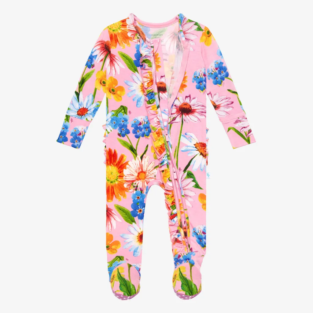 Posh Peanut Kaileigh Ruffled Zippered Footie