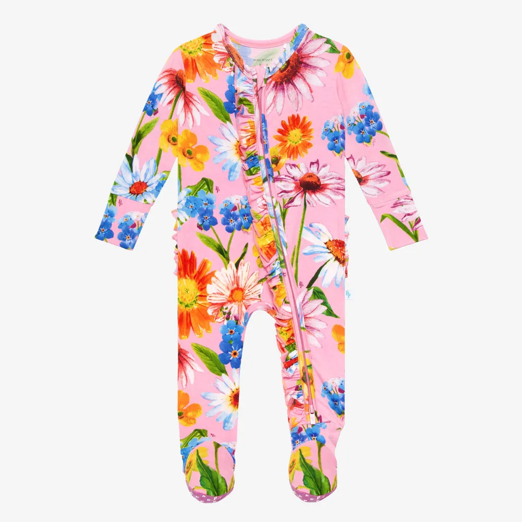 Posh Peanut Kaileigh Ruffled Zippered Footie