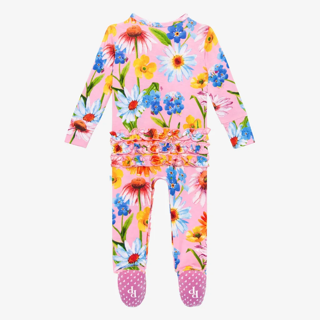 Posh Peanut Kaileigh Ruffled Zippered Footie