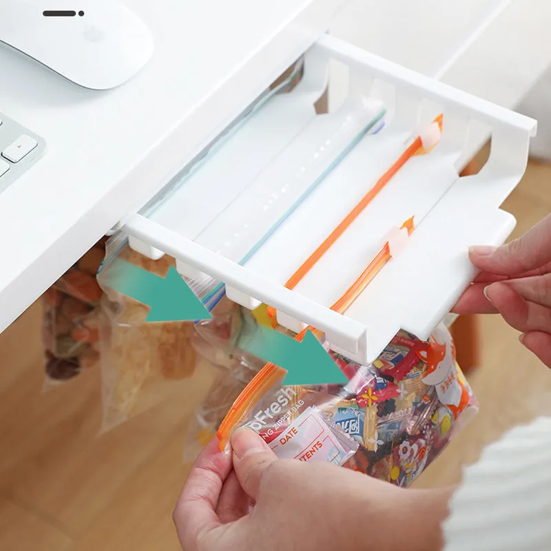 [Practical Gift] Home Hanging Telescopic Rail Storage Rack for Ziplock Bag