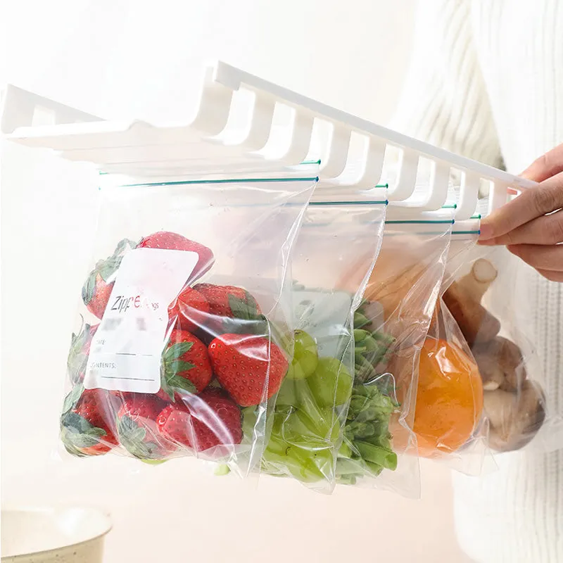 [Practical Gift] Home Hanging Telescopic Rail Storage Rack for Ziplock Bag