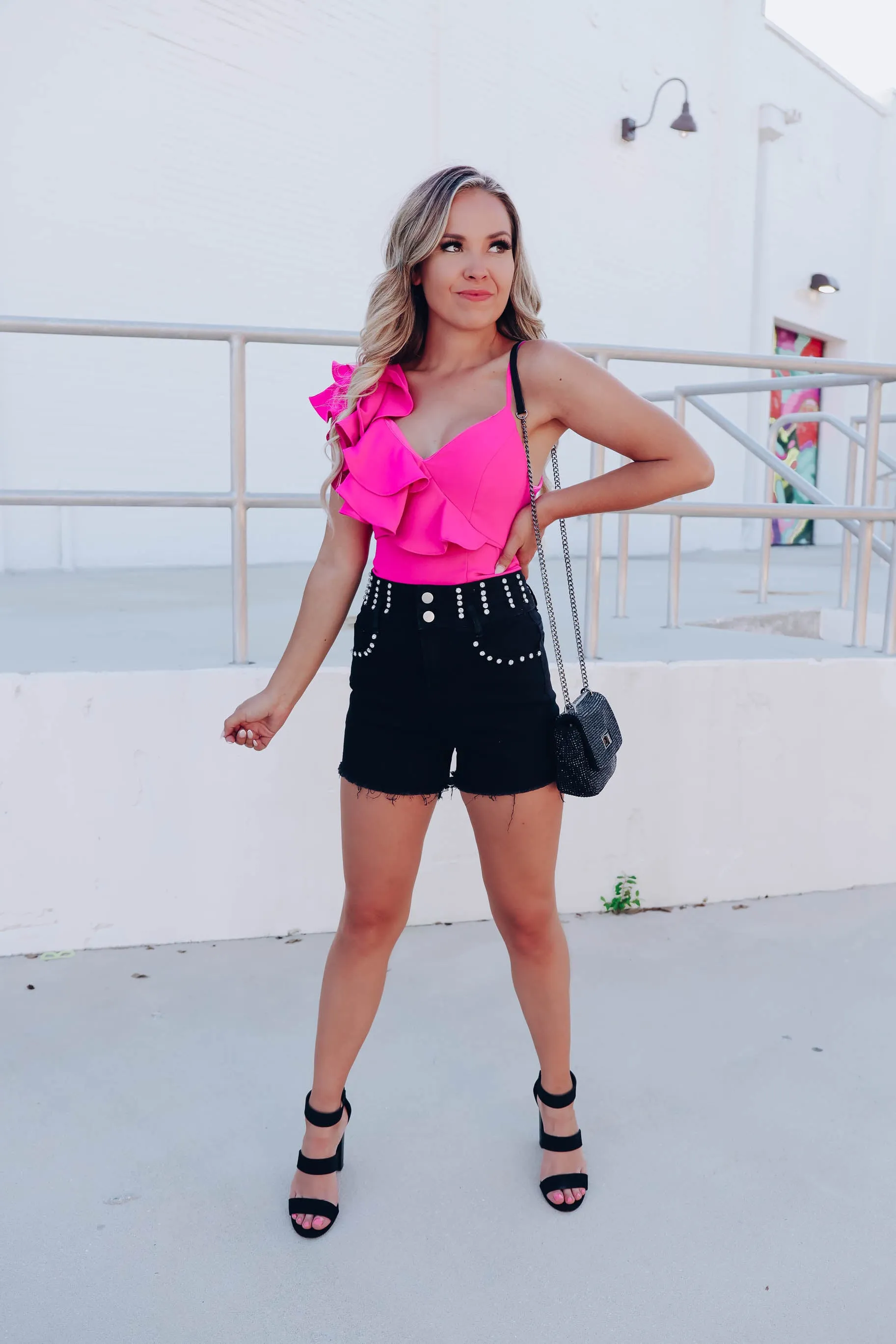 Prima Pink Asymmetrical Bodysuit