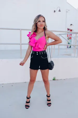 Prima Pink Asymmetrical Bodysuit
