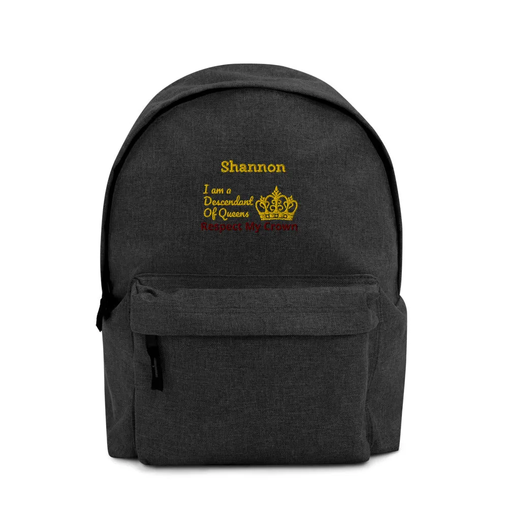 Queen Embroidered Backpack