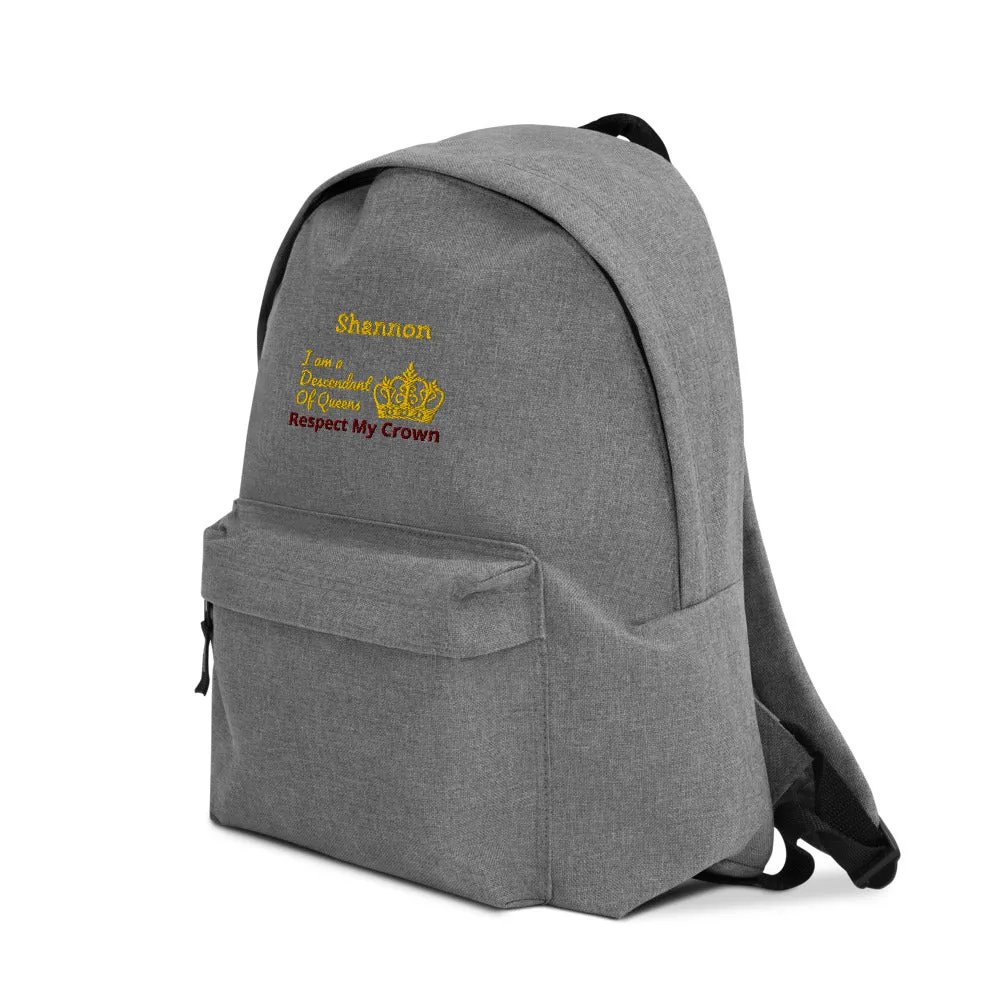 Queen Embroidered Backpack