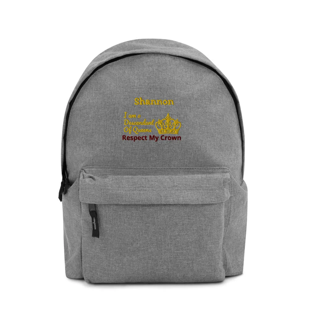 Queen Embroidered Backpack
