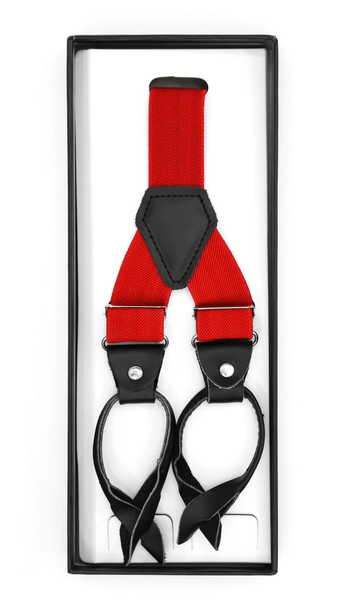 Red Unisex Button End Suspenders