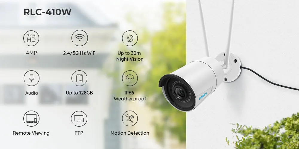 RLC-410W Security Camera 4MP 2.4G/5Ghz WiFi Onvif infrared night vision IP66 waterproof bullet outdoor indoor surveillan