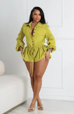 Ruched Cargo Drawstring Romper