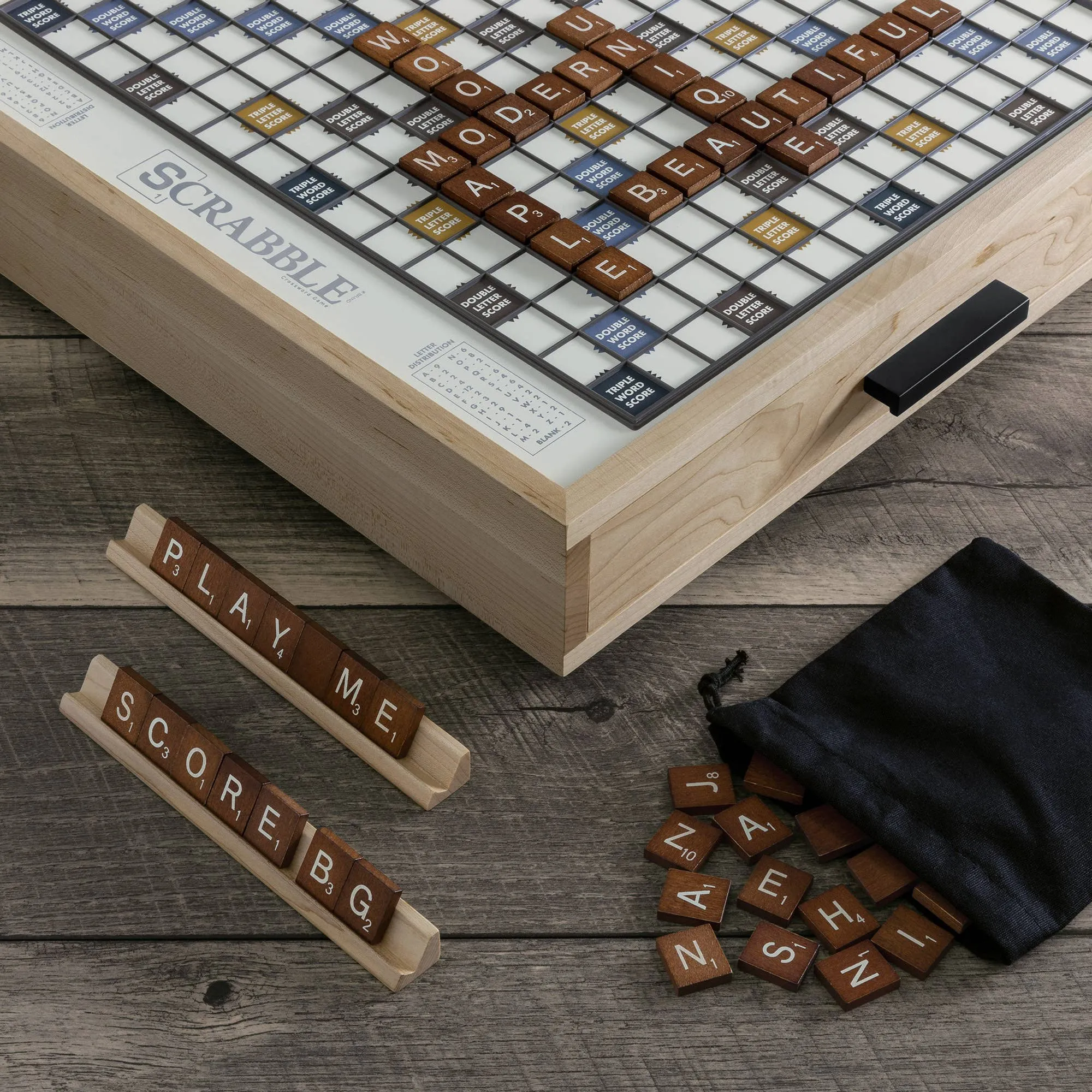 Scrabble Maple Luxe Edition with Rotating Gameboard
