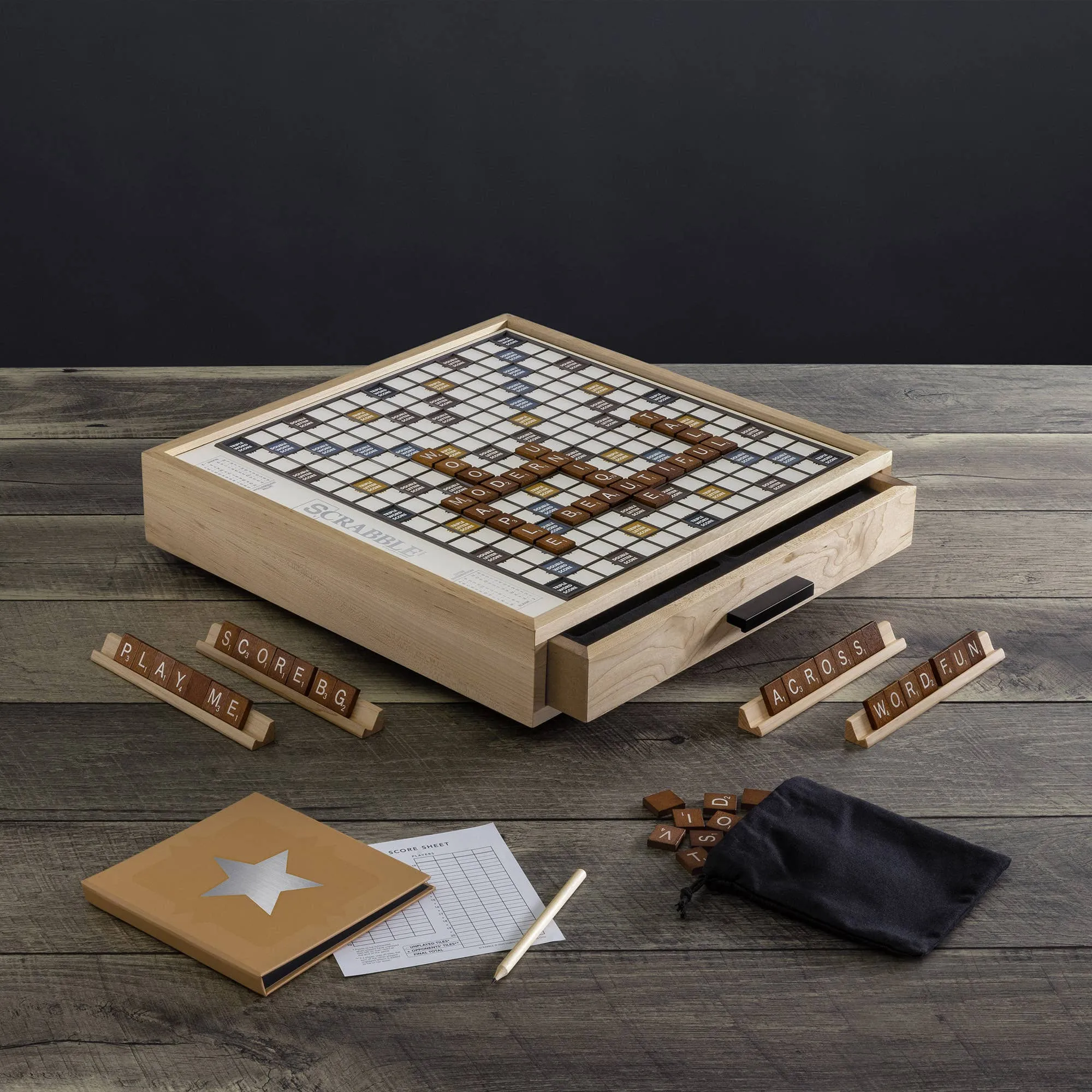 Scrabble Maple Luxe Edition with Rotating Gameboard