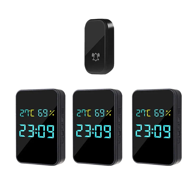 Self Powered Wireless DoorBell Door Bell DisplayTemperature Humidity Time No Battery EU US Plug Smart Home