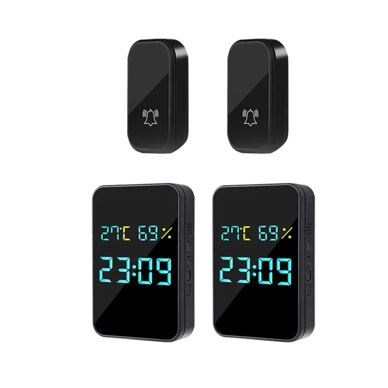 Self Powered Wireless DoorBell Door Bell DisplayTemperature Humidity Time No Battery EU US Plug Smart Home