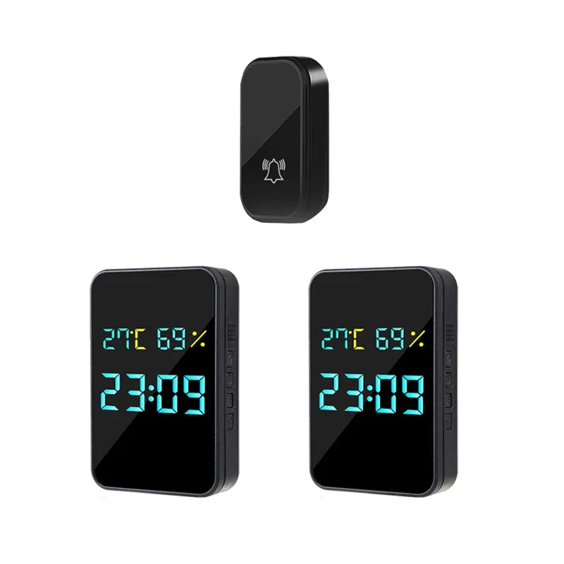 Self Powered Wireless DoorBell Door Bell DisplayTemperature Humidity Time No Battery EU US Plug Smart Home